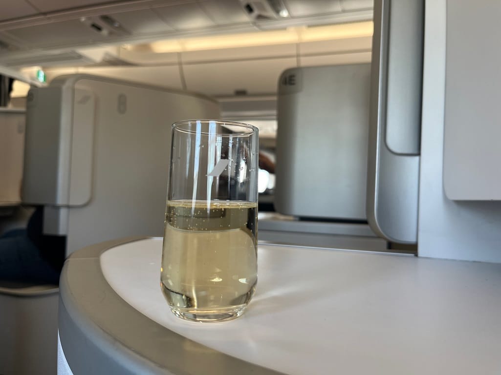 air france business class a350 pre departure champagne