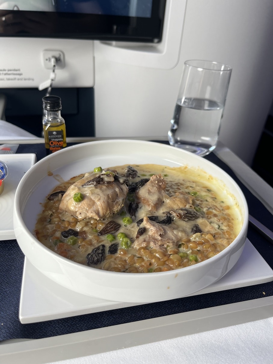 air france business class a350 veal lunch