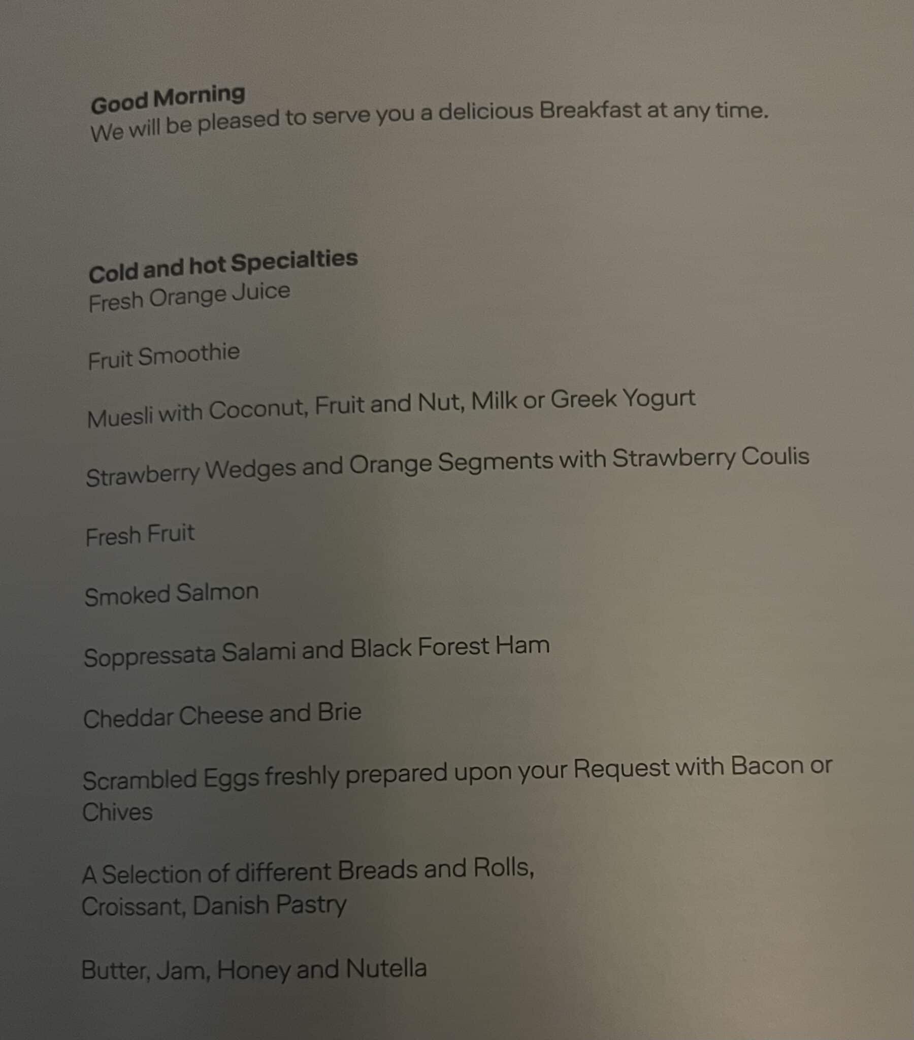 lufthansa first class a340 breakfast menu