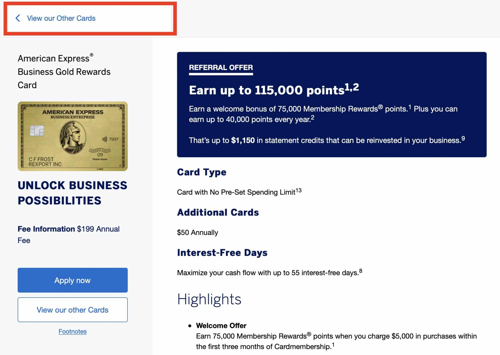 american express canada view other referral card offers