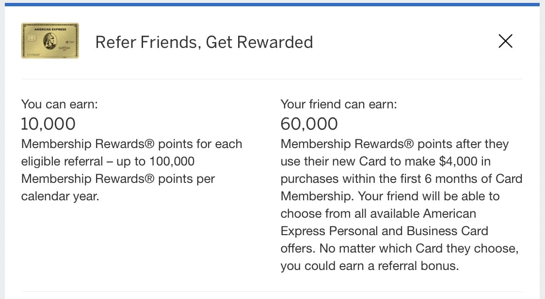 american express usa gold card referral offer