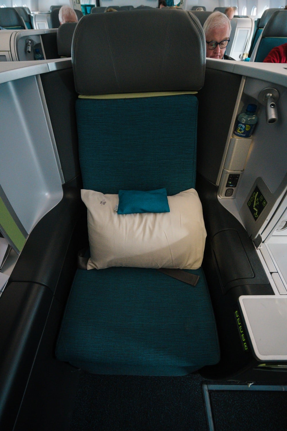 Front facing view of the seat on Aer Lingus business class in A330-200.