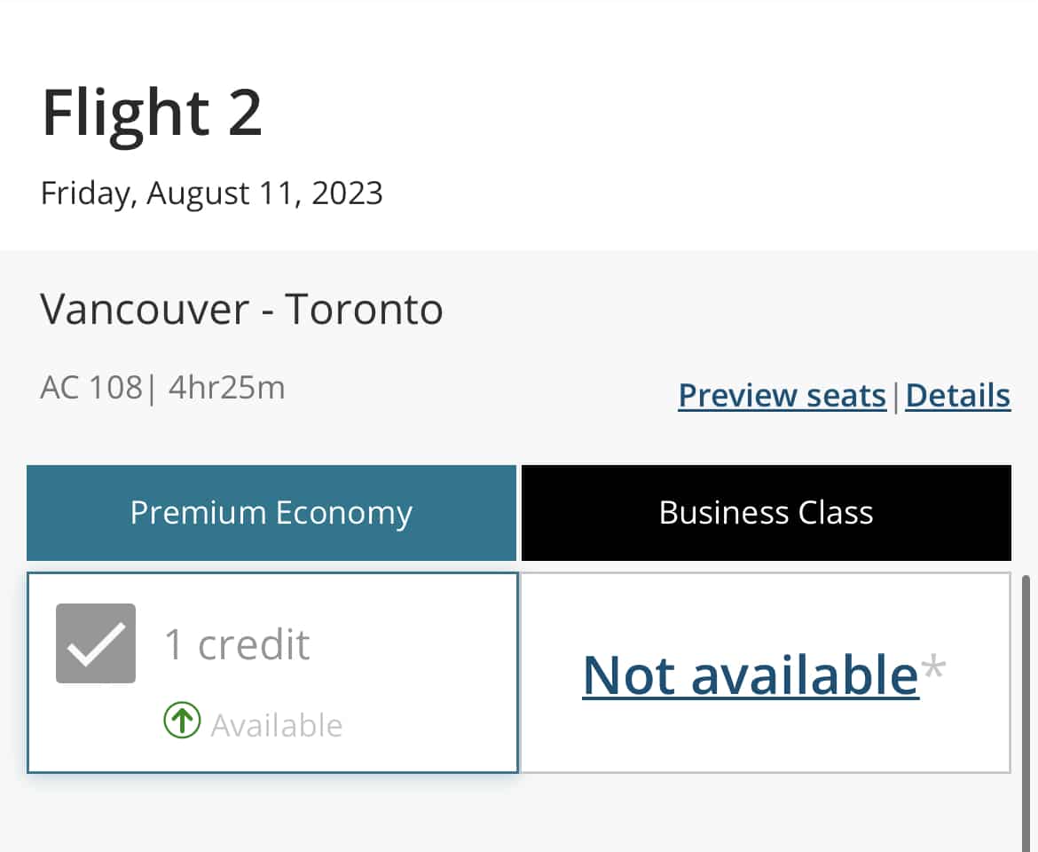 air canada premium economy eupgrade