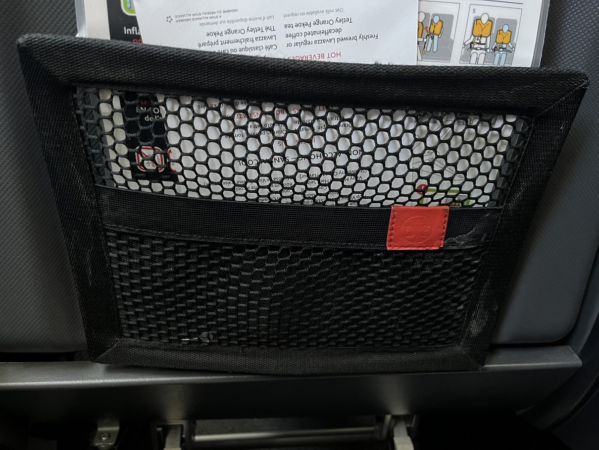 air canada premium economy literature storage pouch