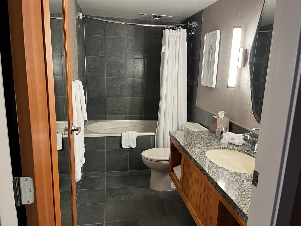 westin resort and spa whistler smaller guest room queen bathroom