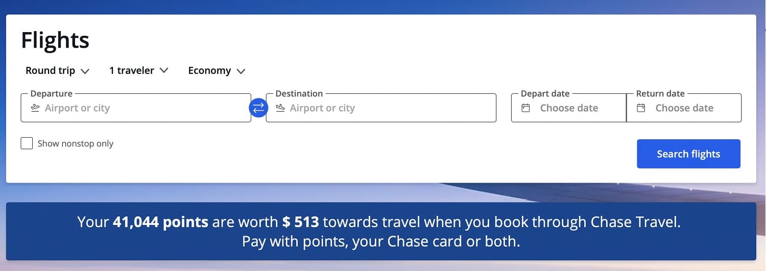chase travel portal points value
