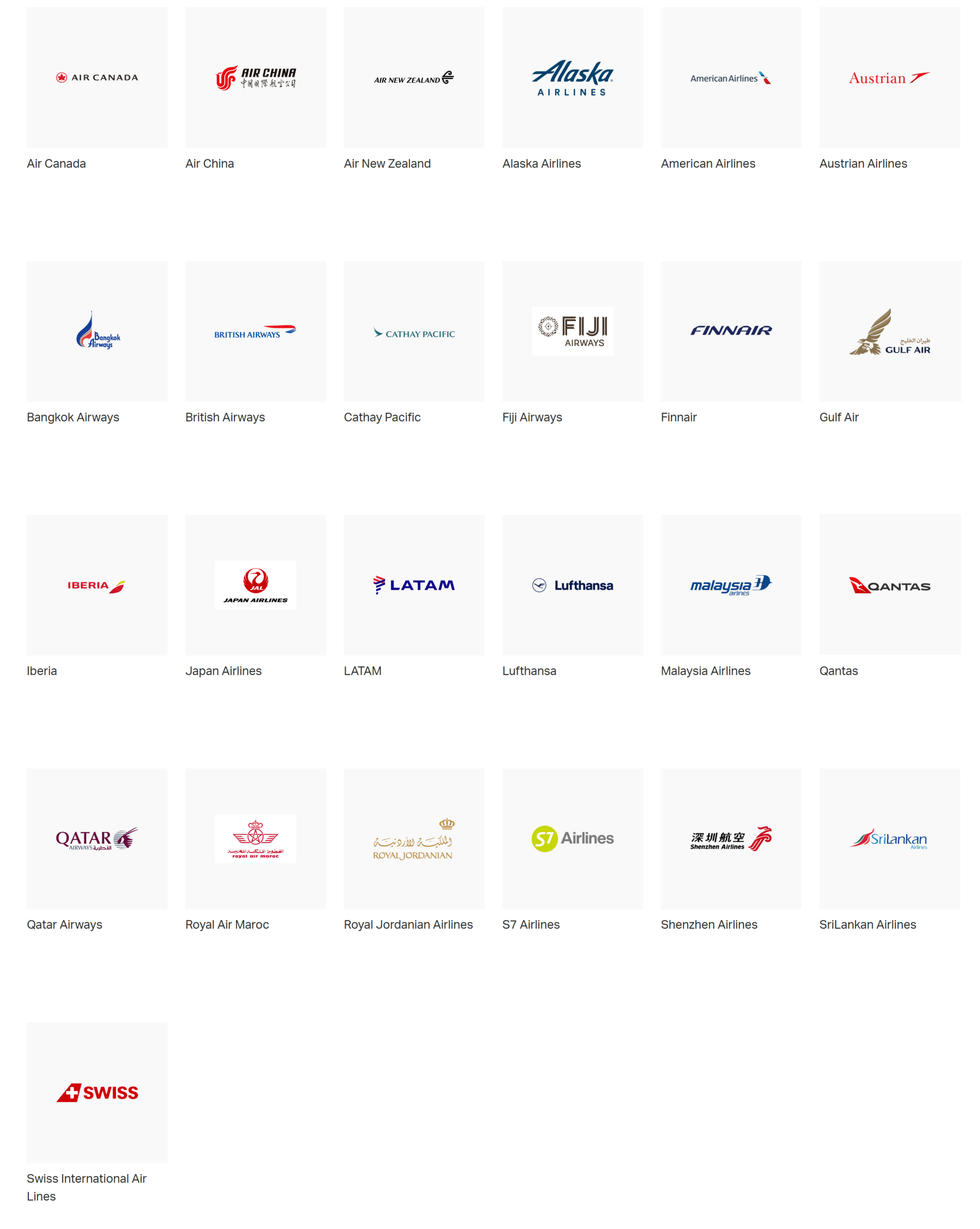 Airline partners of Cathay Pacific.