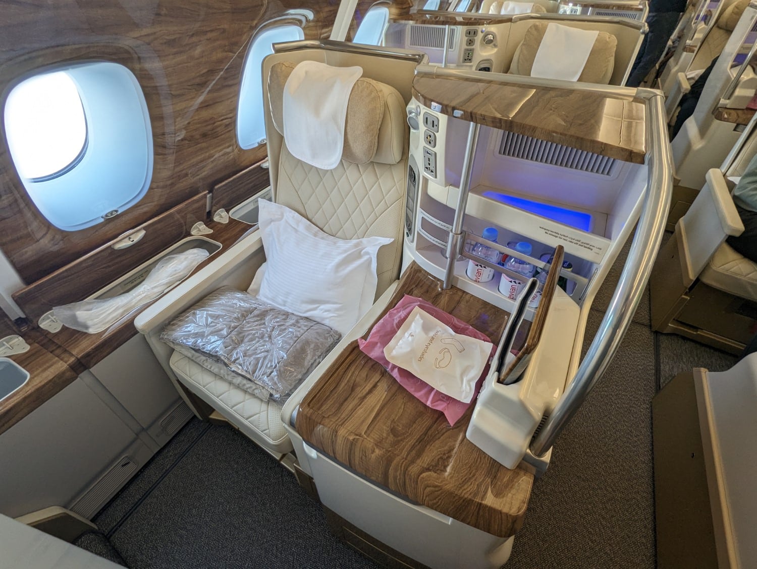Emirates A380 business class seat.
