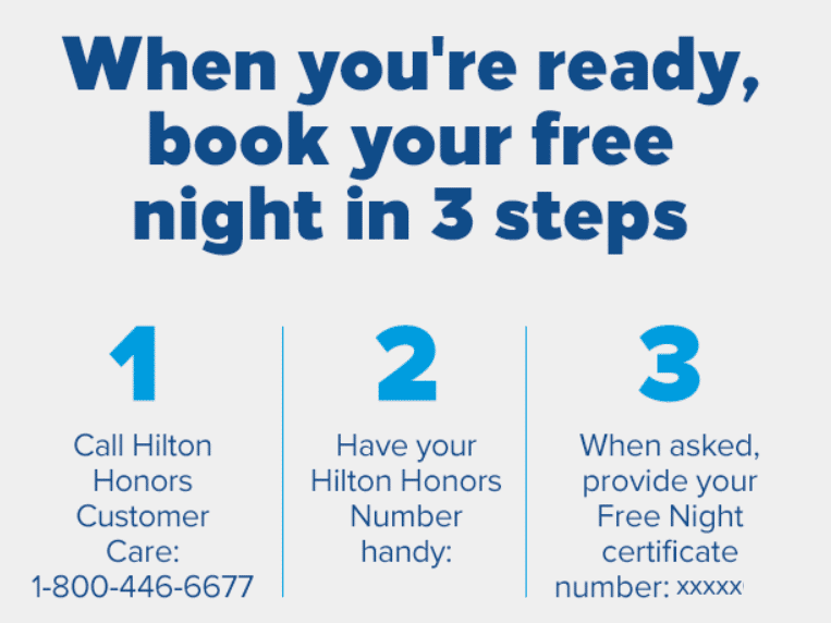 instructions to redeem hilton honors free night certificate