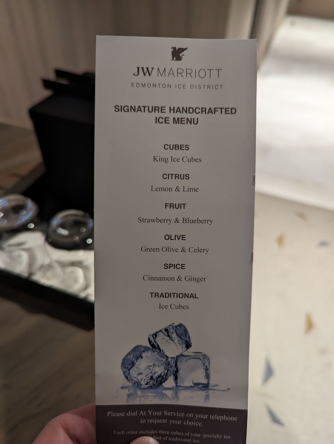 jw marriott edmonton one bedroom executive suite ice menu