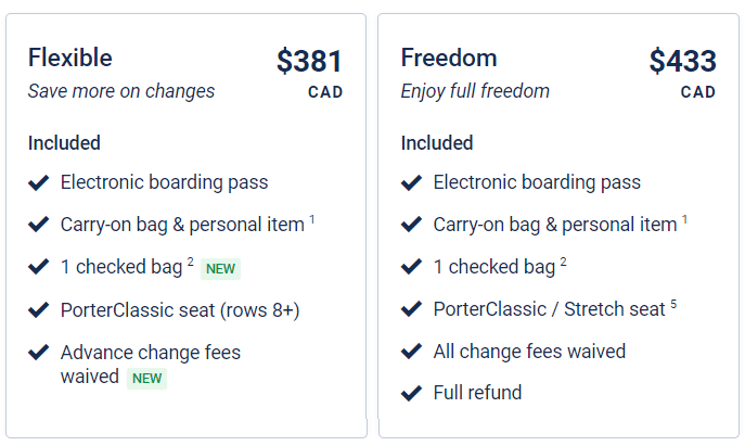 Porter airlines online carry on size