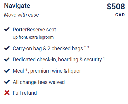 Porter cheap airlines baggage