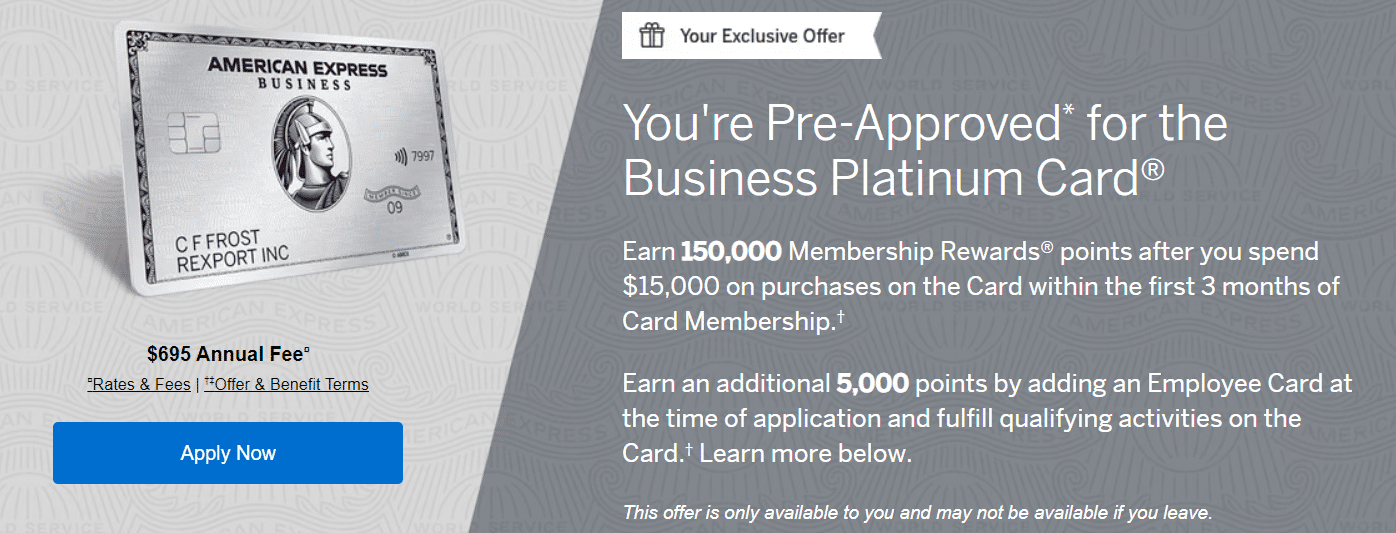 american express us business platinum card no lifetime language targeted offer