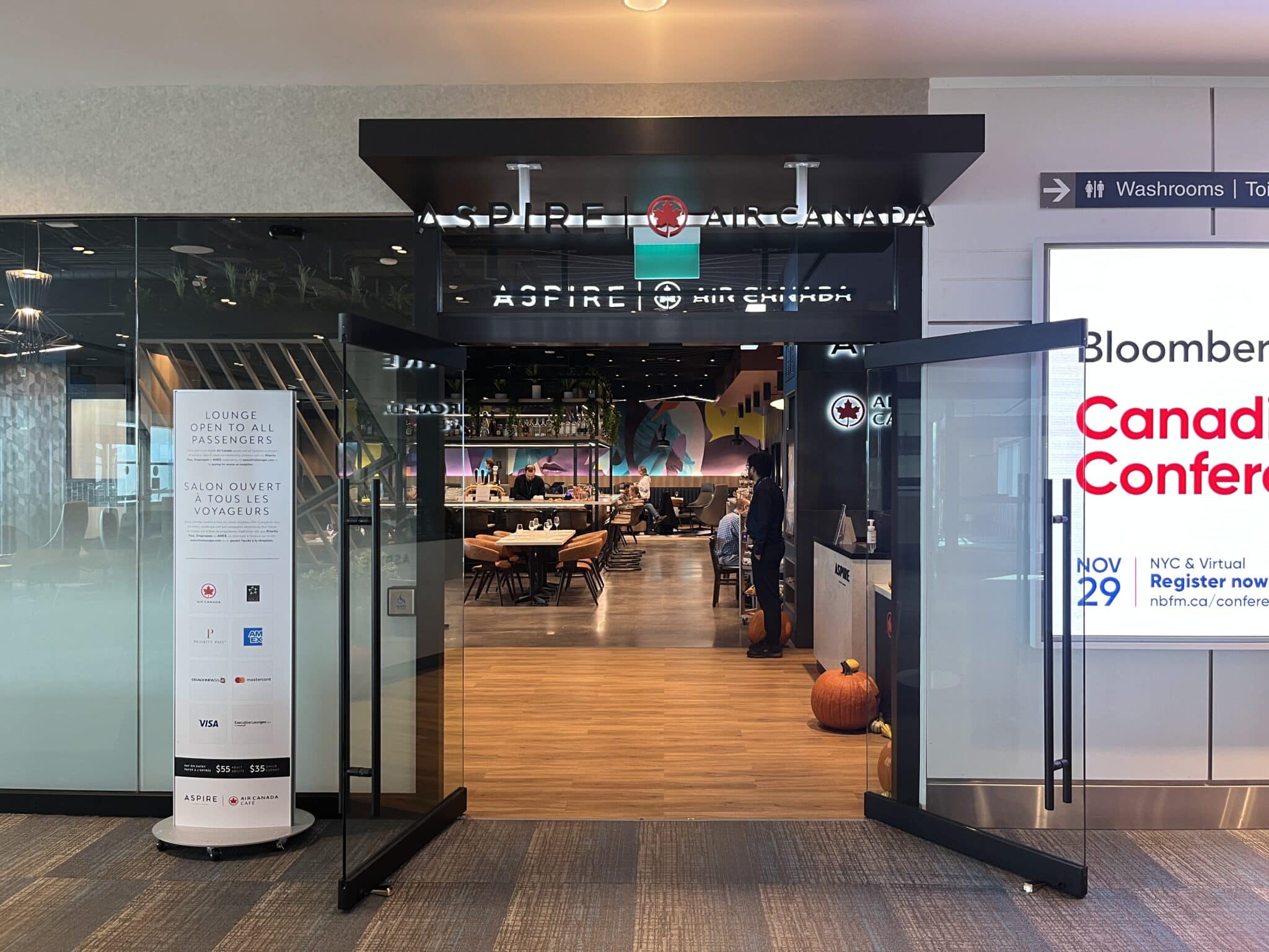 Entrance to the Aspire Air Canada Cafe at Billy Bishop airport.