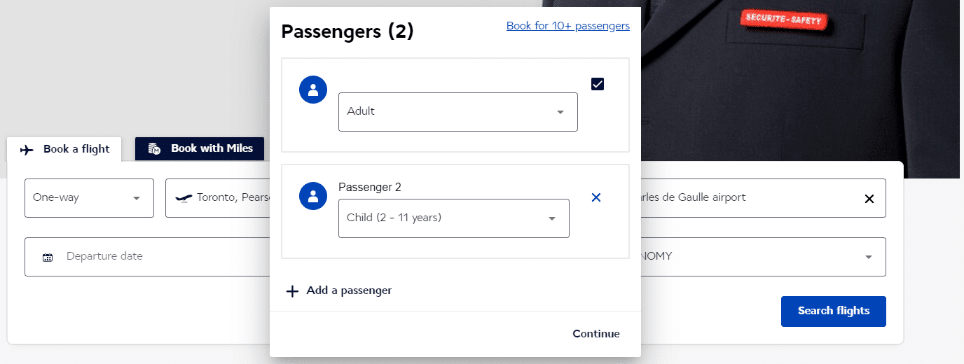 Flying Blue child (2-11) passenger discount.