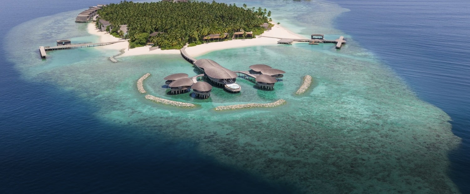 st regis maldives vommuli resort lobster spa overhead view