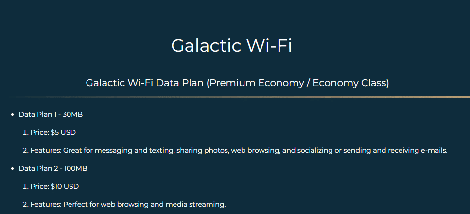 starlux business class a321neo galactic inflight wifi prices