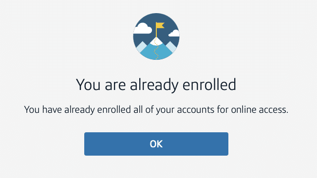 capital one already enrolled notification