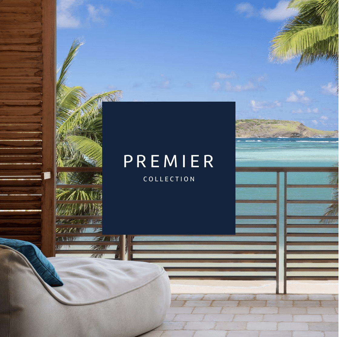capital one premier collection hotels logo on tropical background