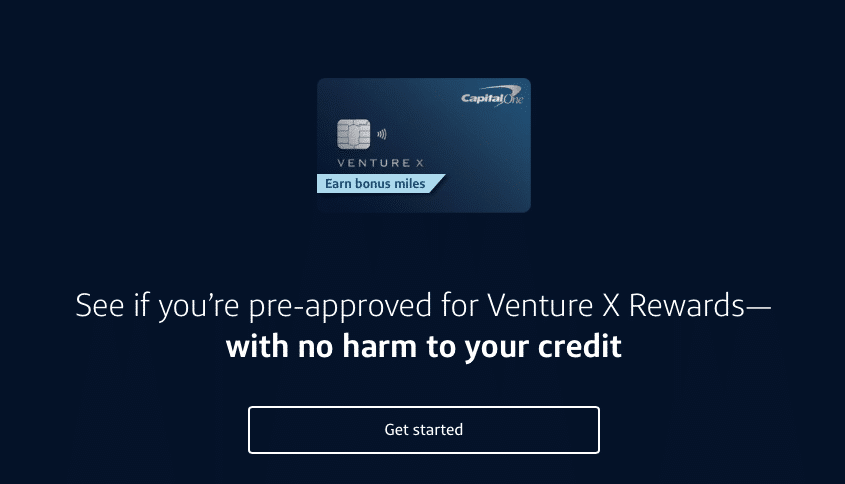 capital one venture x rewards card pre-approval tool