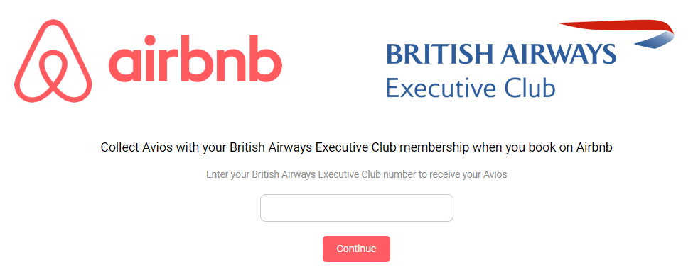 Airbnb and British Airways Executive Club partnership. 