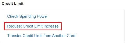 american express us request credit limit increase option