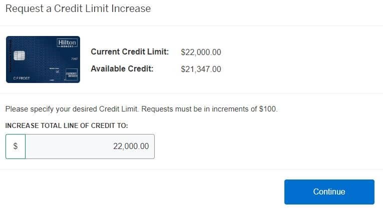 american express us submit credit limit increase request