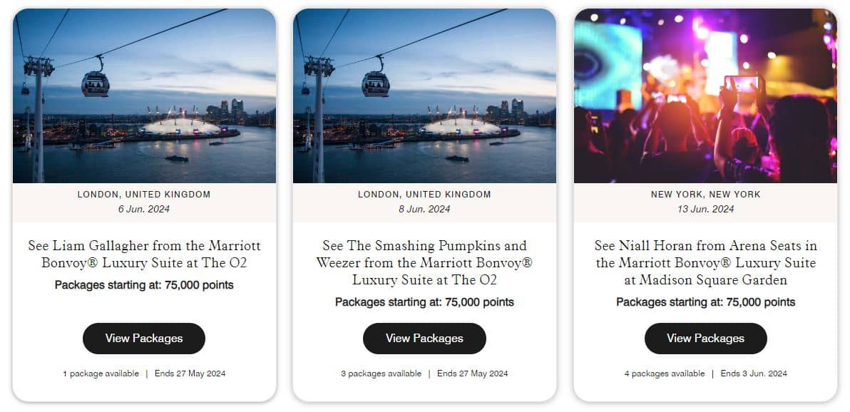 marriott bonvoy moments packages available for purchase
