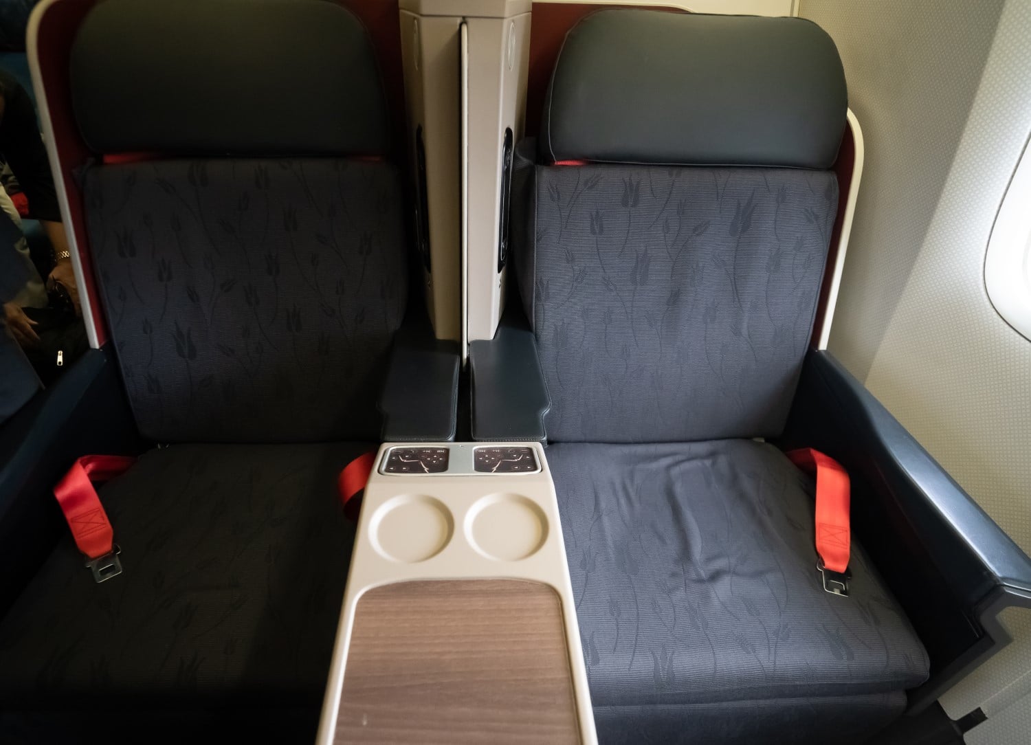 Turkish Airlines 777 business class seats side by side.