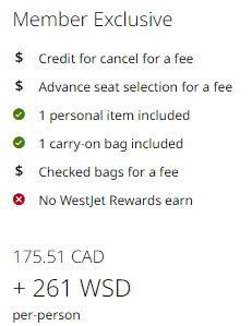 westjet member exclusive economy fare