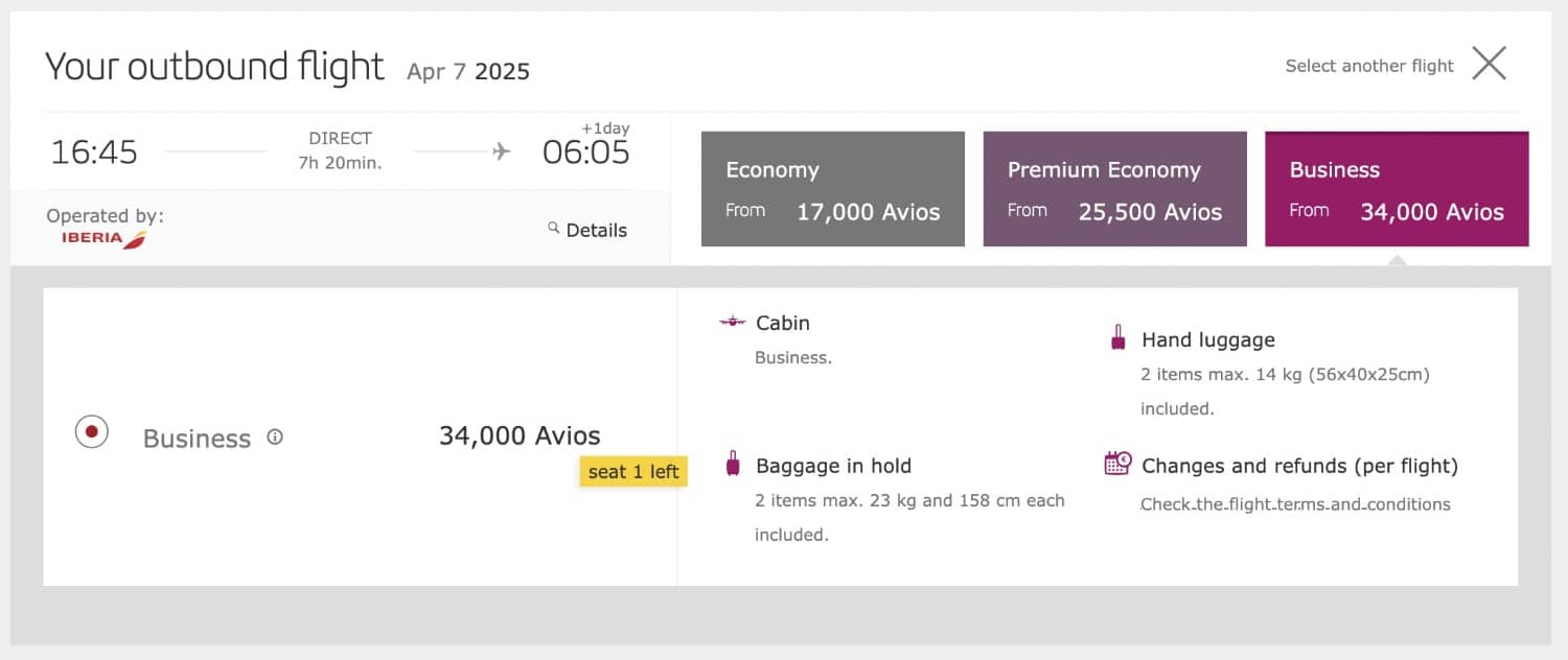 Avios baggage allowance online