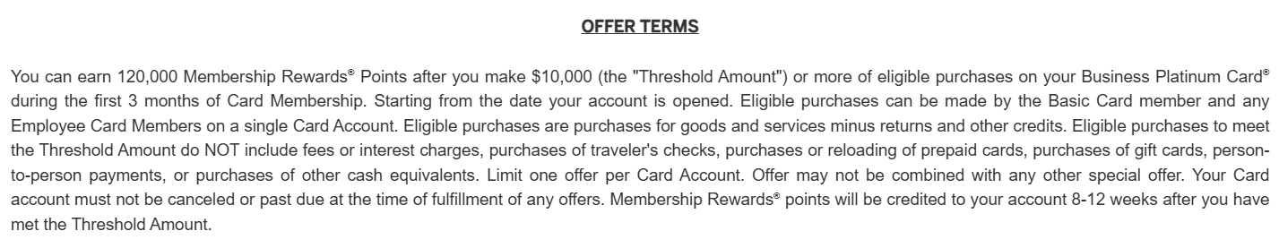 american express business gold to platinum upgrade offer terms