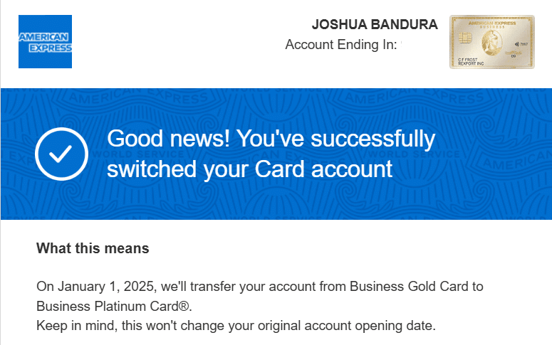 american express usa card upgrade email