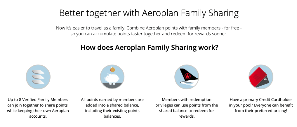 aeroplan family sharing information