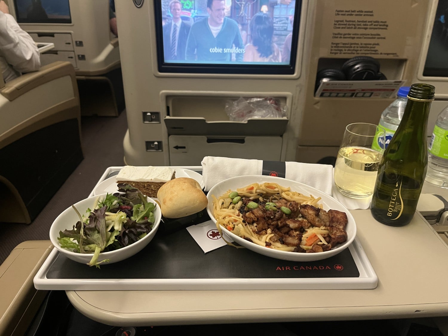 air canada a330 business class meal service plated