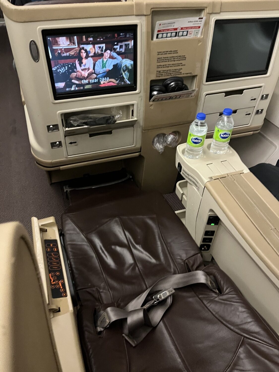 air canada a330 business class seat in angle flat view from behind