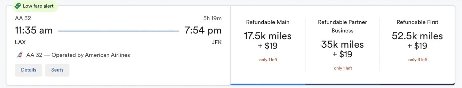 american airlines lax to jfk redemption on alaska airlines mileage plan