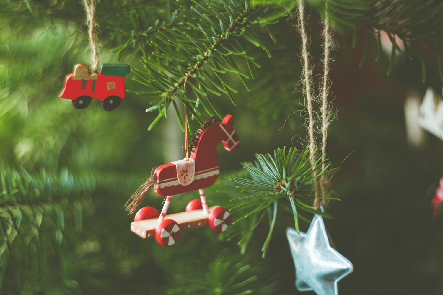 christmas ornaments on tree