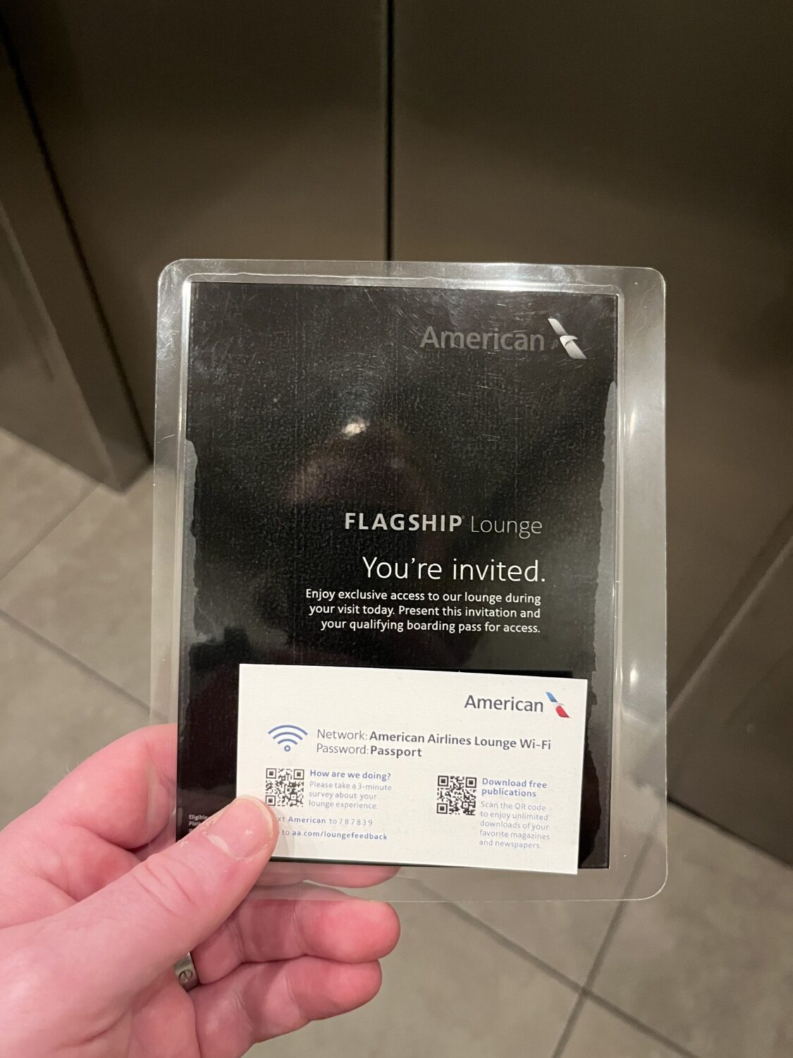 lax american airlines flagship lounge card for entrance