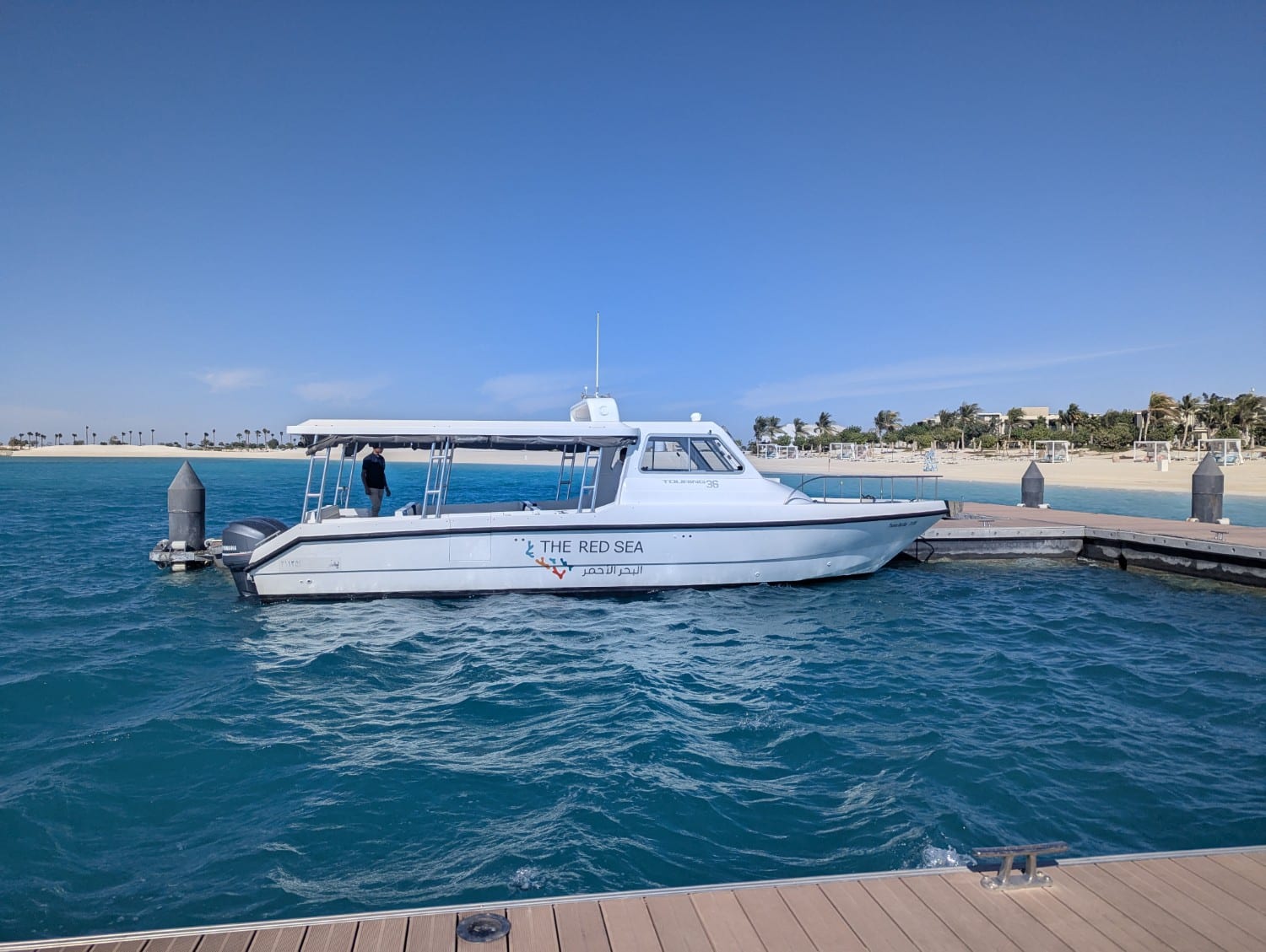 St Regis Red Sea Resort transfer boat.