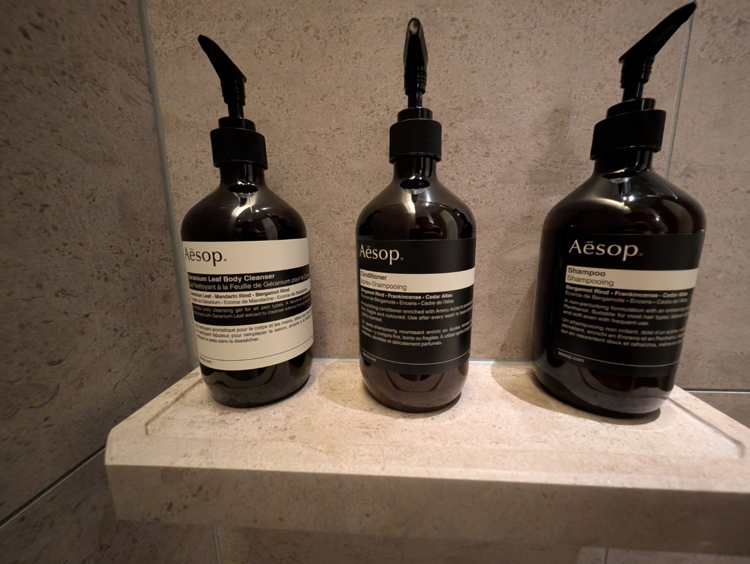 waldorf astoria osaka 2 queen premier room aesop toiletries in shower