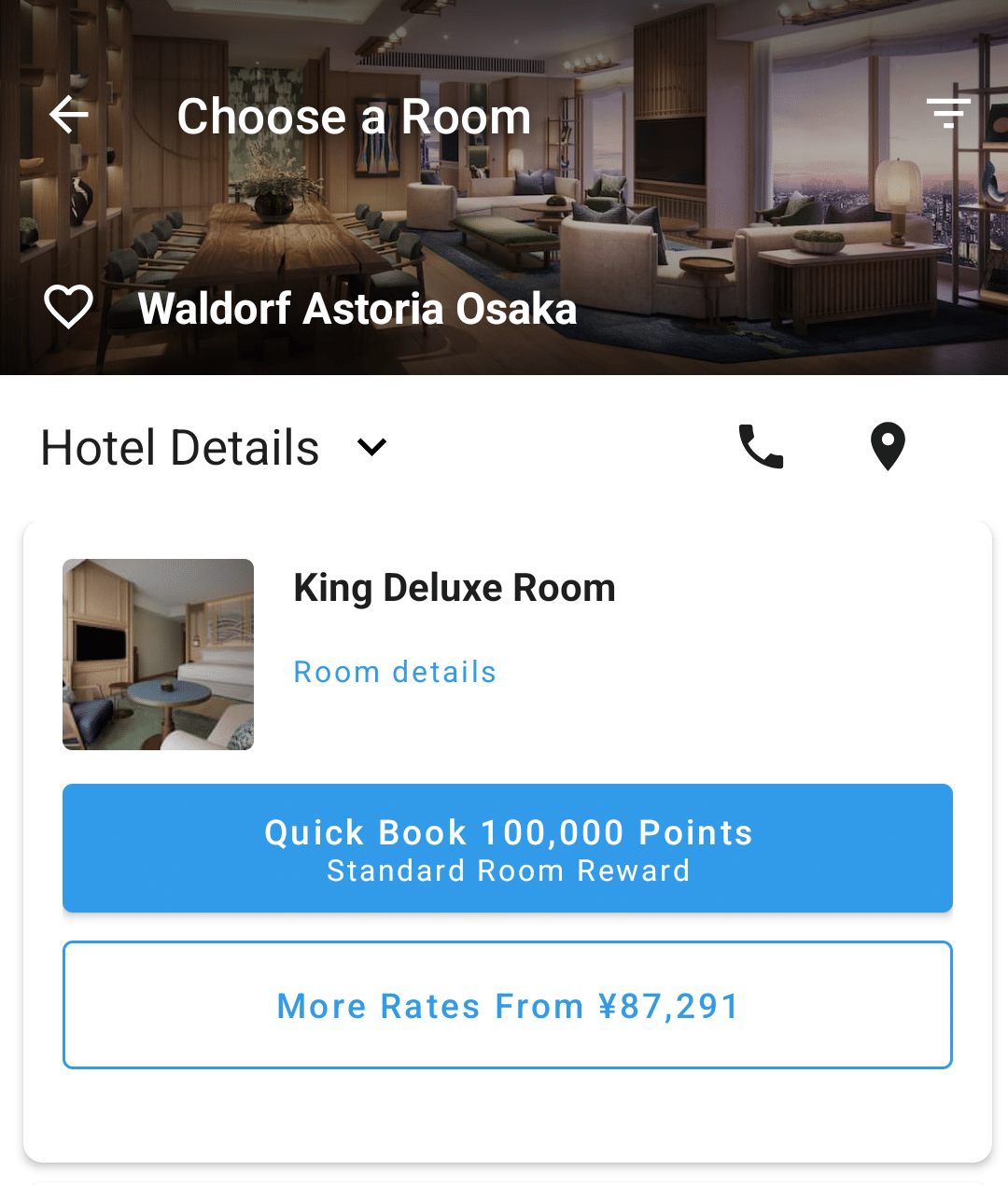 waldorf astoria osaka booking on hilton honors app