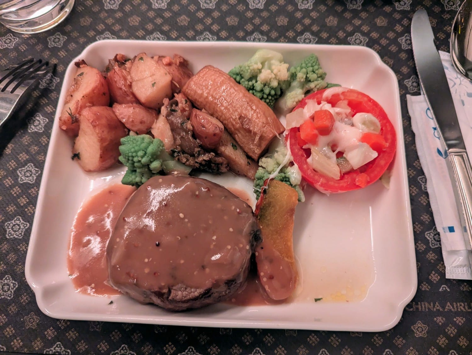 Filet mignon on China Airlines business class