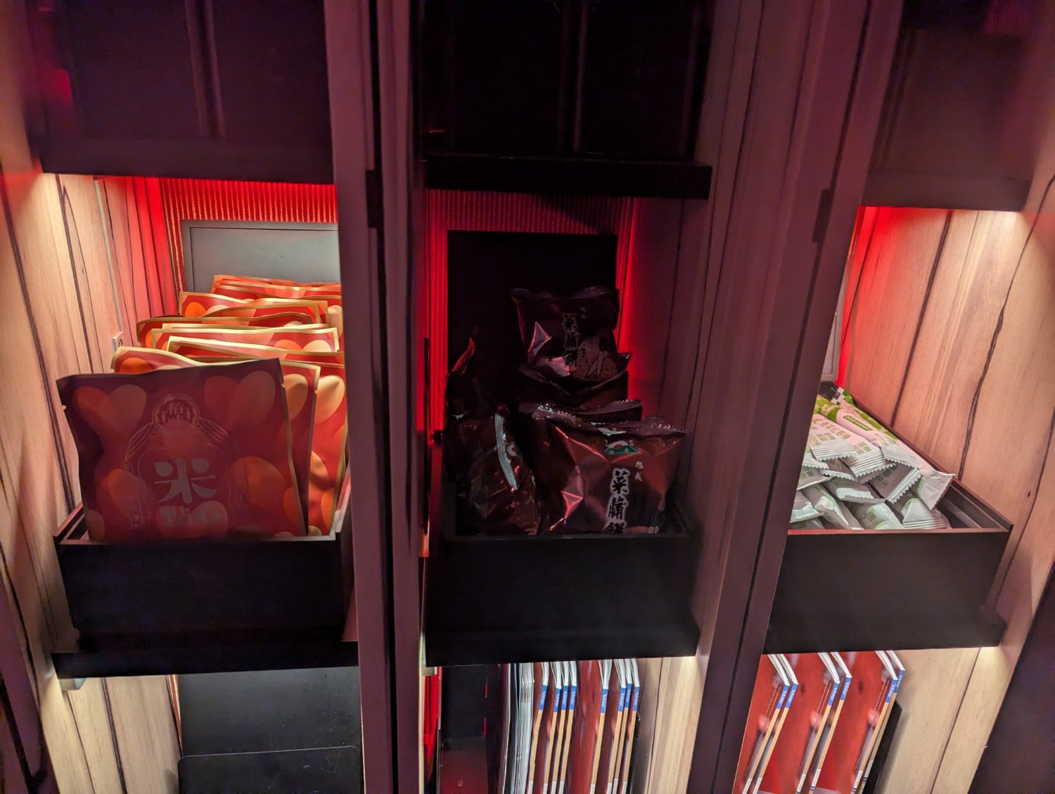 china airlines business class snacks in galley