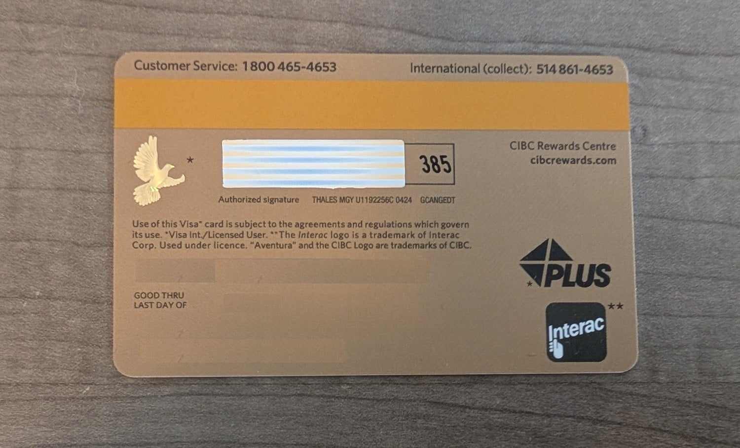 visa credit card with cvv on back of card