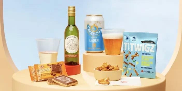 air canada in-flight snacks beer and wine