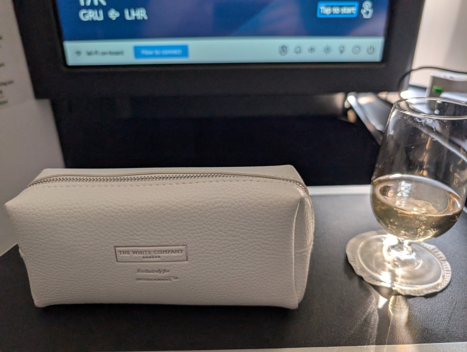 british airways business class a350 amenity kit with champagne