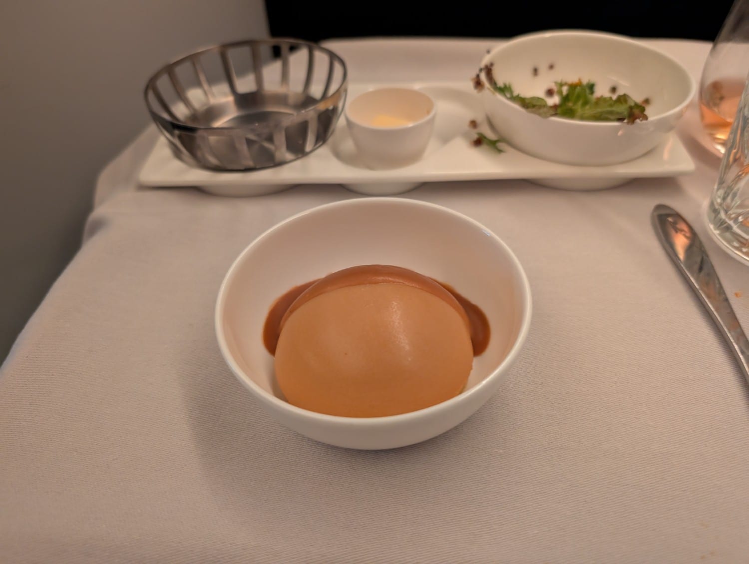 british airways business class a350 dulce de leche mousse dessert