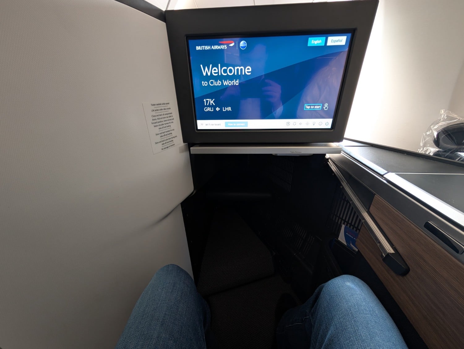 british airways business class a350 entertainment console home screen