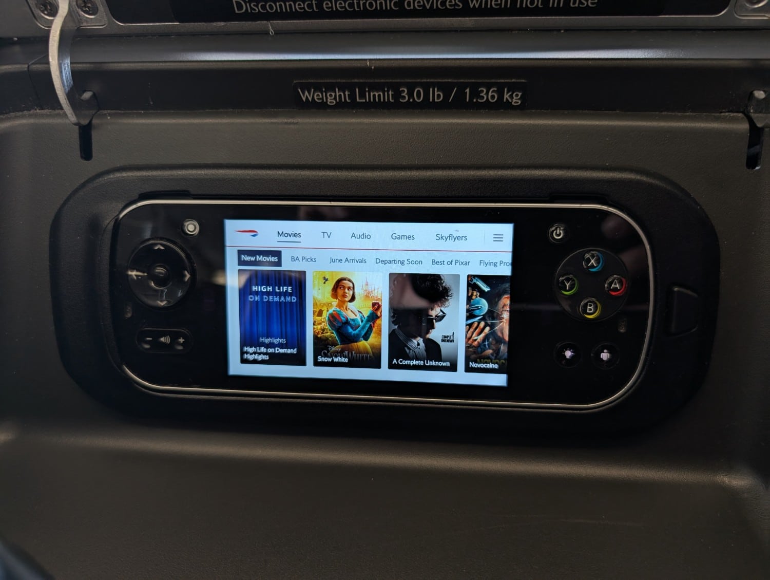 british airways business class a350 entertainment console remote